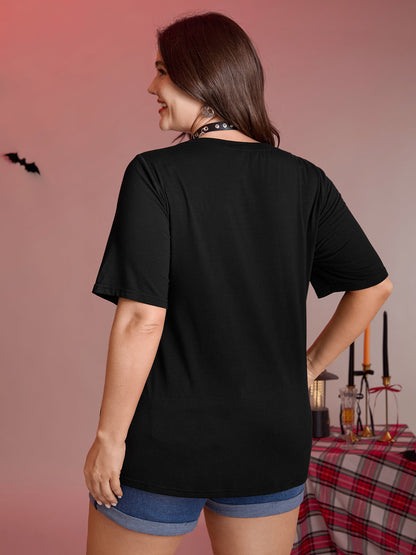 Skeleton Hands Print Cut-Out Solid T-Shirt