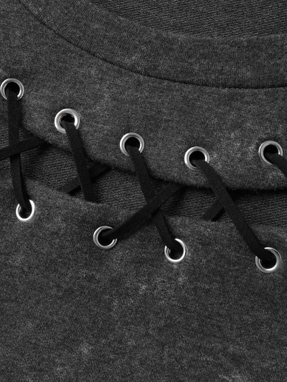 Halloween Cut-Out Neck Snowflake Effect Sweatshirt