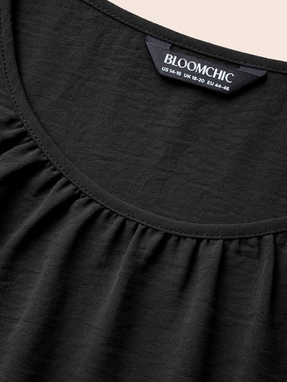 Solid Gathered Flutter Trim Blouse