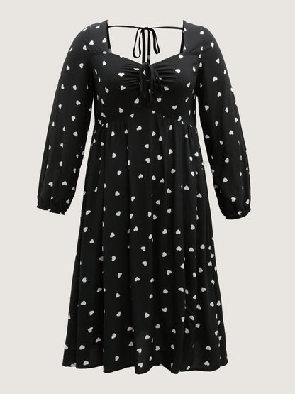 Supersoft Hearts Back Cut-Out Drawstring Midi Dress
