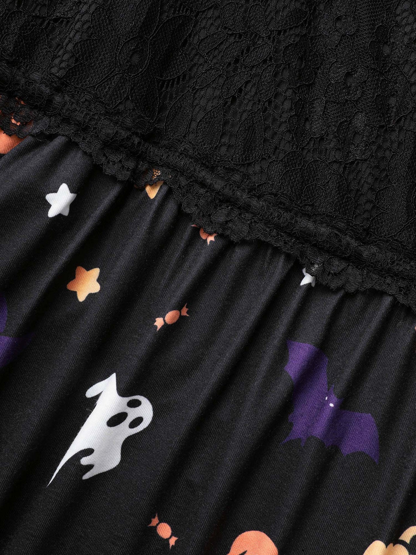 Lace Pumpkin Printed Bust-Defining Mini Dress