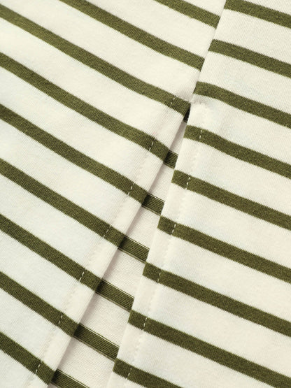 Stripes Round Neck Split Side Pocket Dress