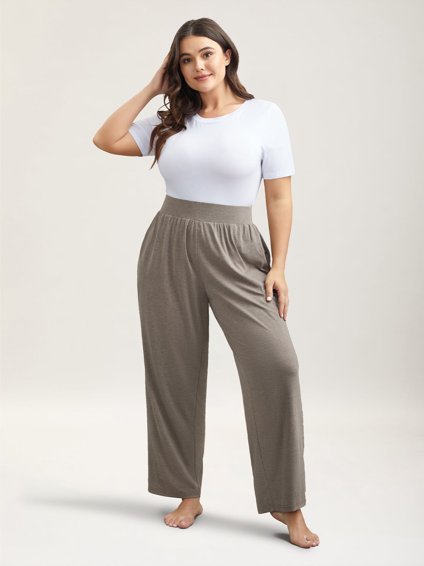 Stretchy Waist Straight-Leg Lounge Bottoms