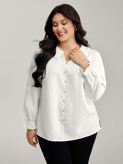Textured Doll-Collar Button Detail Blouse