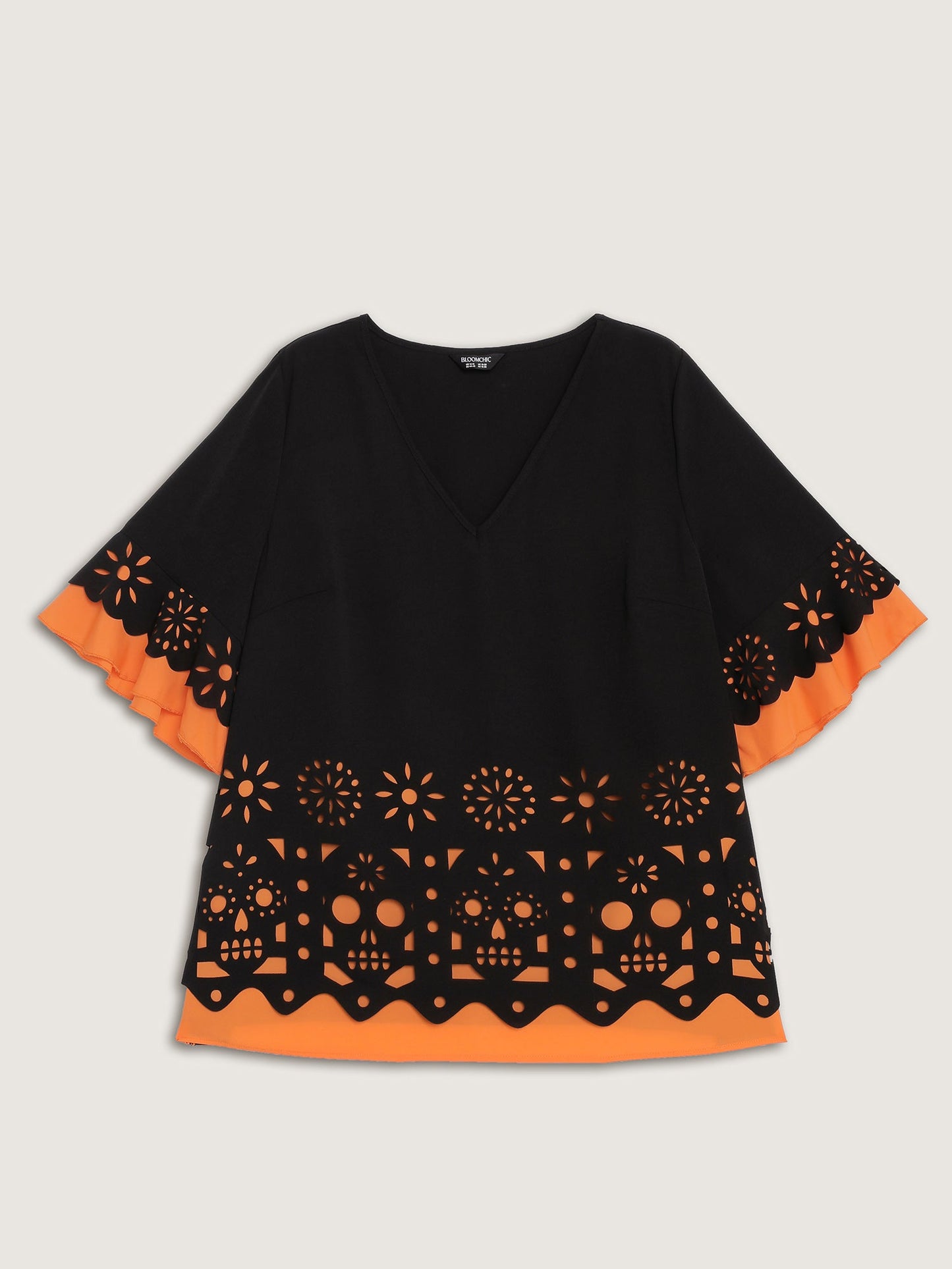 Laser Cut Halloween Contrast Lined Blouse