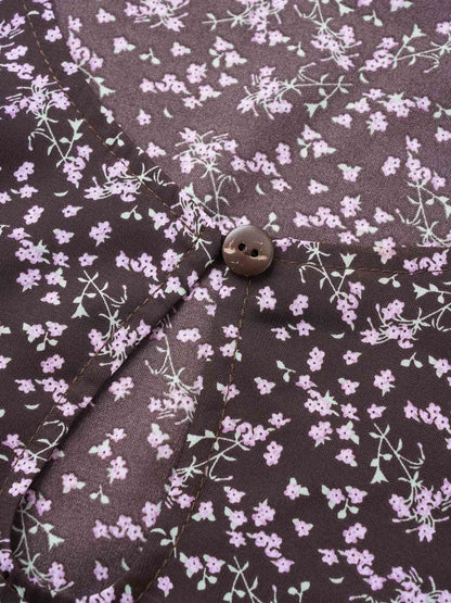 Ditsy Floral Keyhole Split Side Elastic Waist Dress
