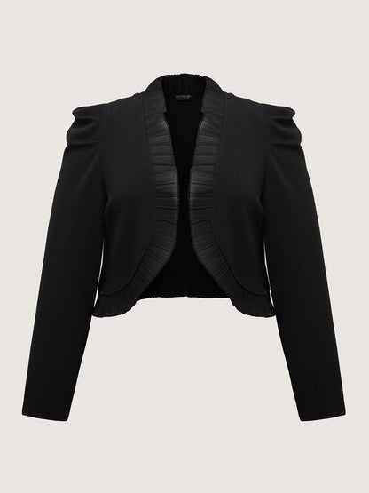 Ruffled Curvy Hem Cropped Blazer