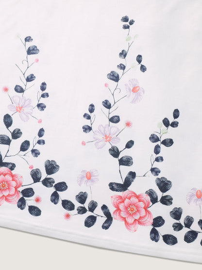 Stretchy Floral Print V-Neck Knit Top