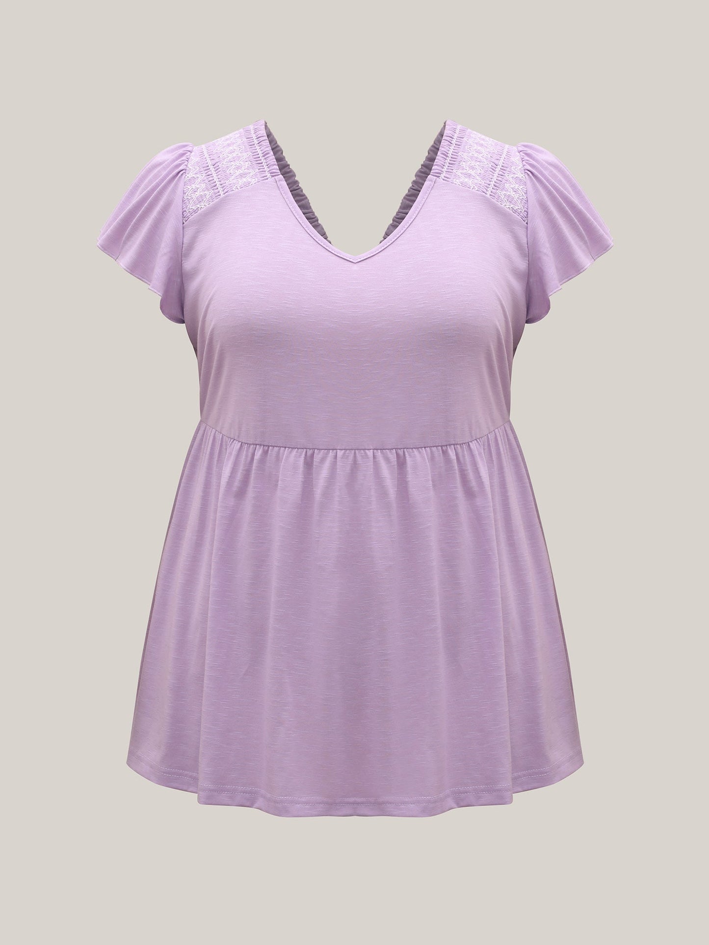 Crisscross Detail Solid Flutter Sleeve Top