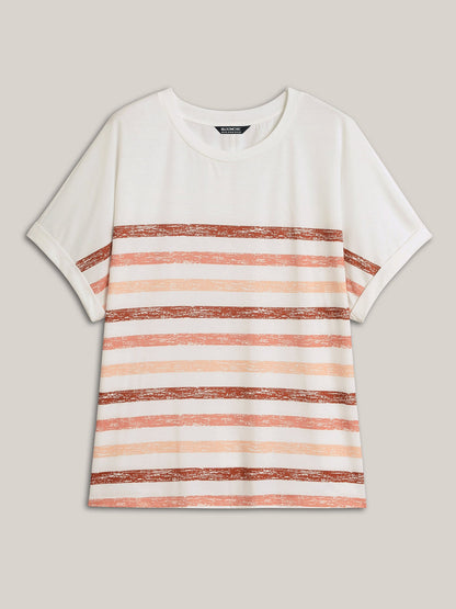 Colorful Stripes Stretchy Crewneck T-Shirt