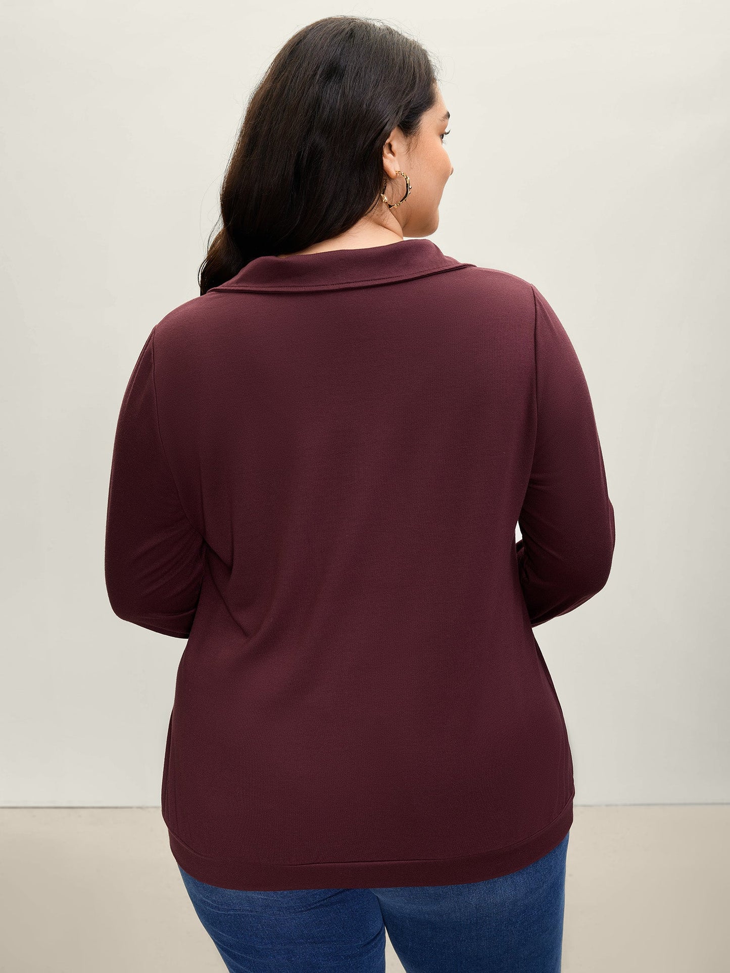 Half Zipper Adjustable Solid Sweatshirt
