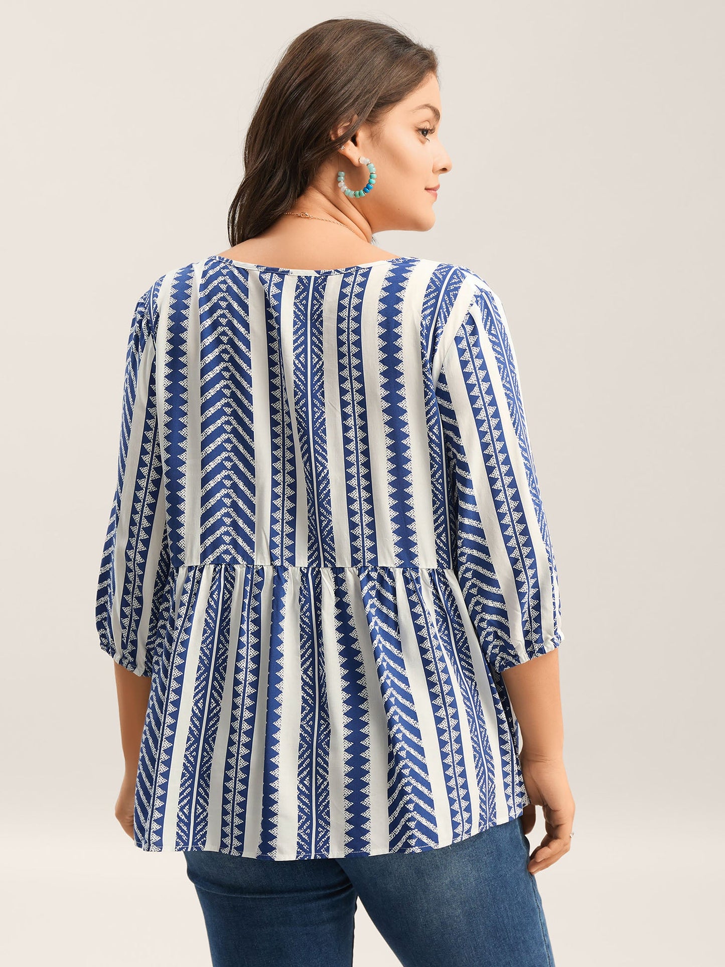 Nautical Stripes Rayon Tassels Blouse
