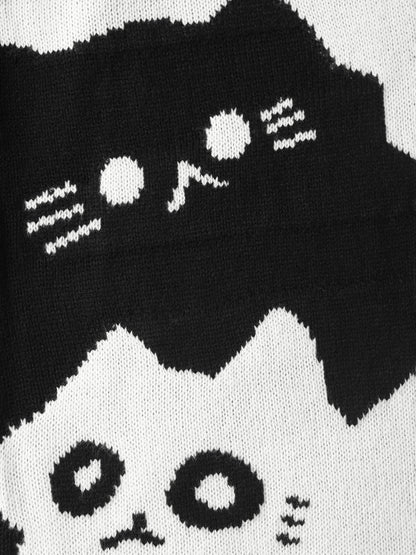 Monochrome Cats Crewneck Pullover