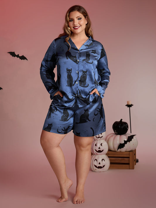 Cats Pockets Stretchy Print Co-ord Set