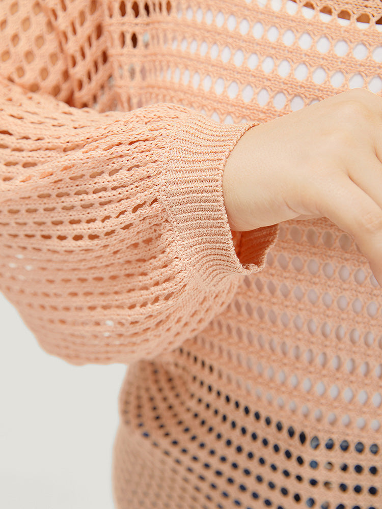 UltraCool Solid Hollow Out Batwing Sleeve Pullover