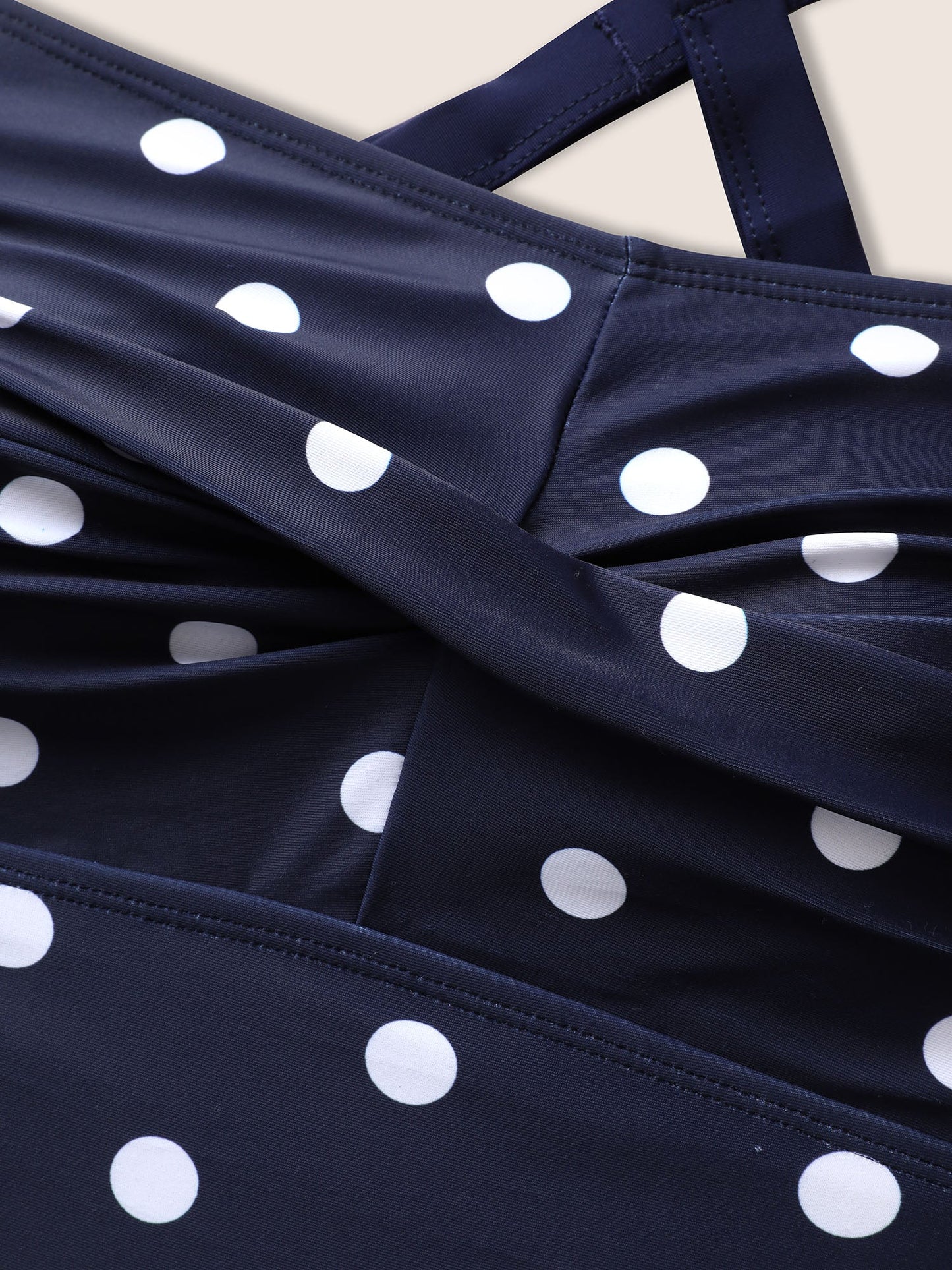 Polka Dot Patchwork Crossover One Piece Swimsuit