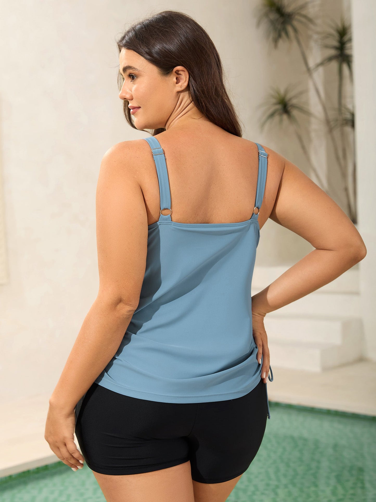 Adjustable Drawstring Keyhole Swim Top