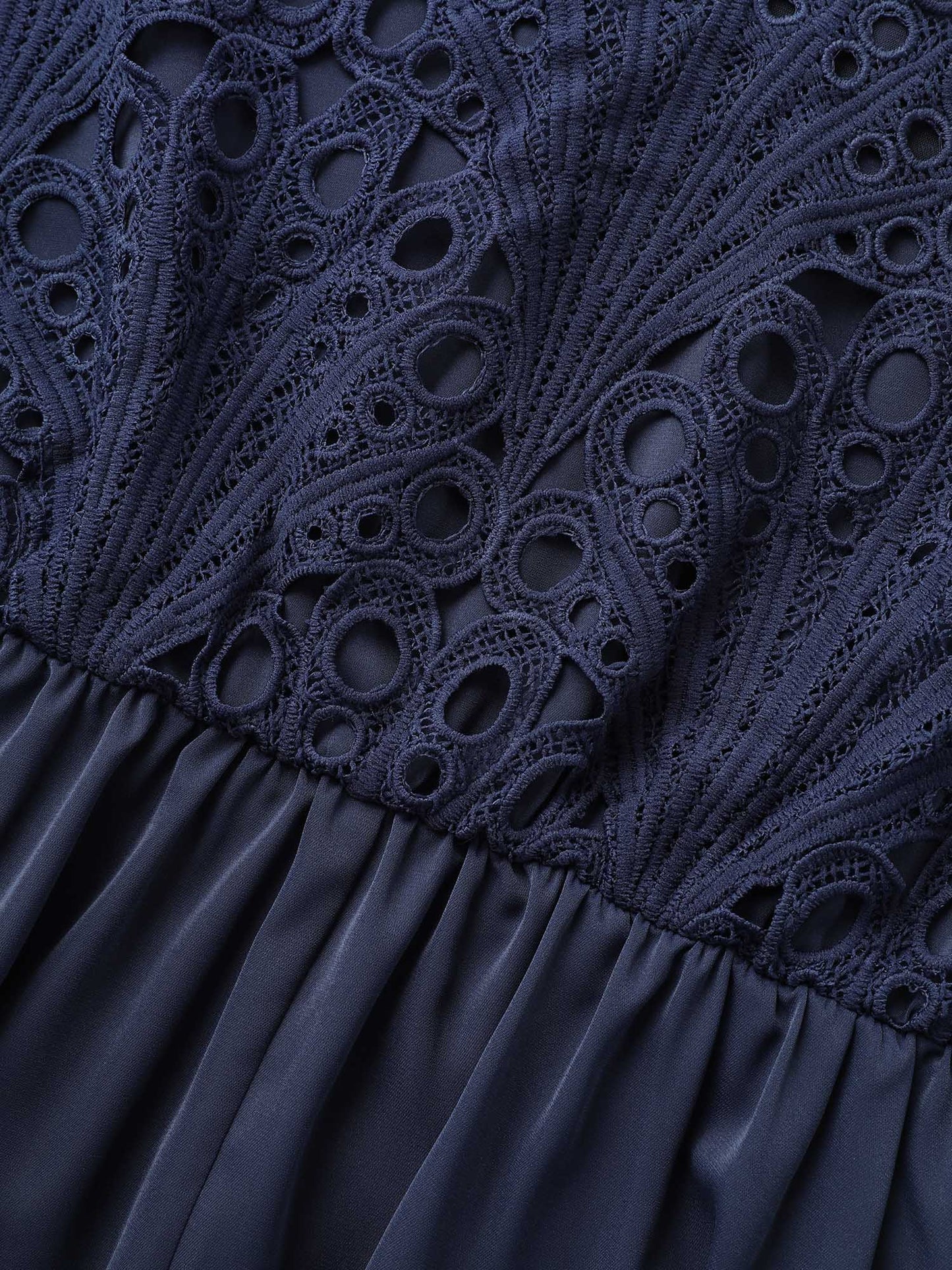 Round Neck Lace Patchwork Ruffle Sleeve Dress