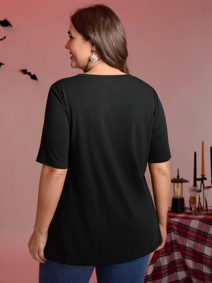 Midnight Garden Sheer Lace Trim T-Shirt