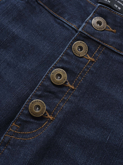 Dark Wash Frayed Hem Cropped Bootcut Jeans