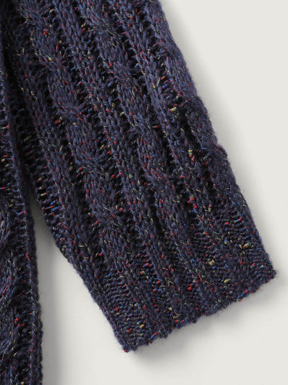 Textured Heather Pockets Open-Front Cardigan