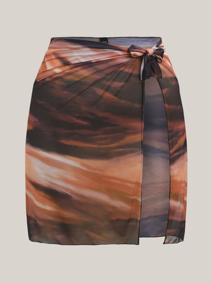 Two-Piece Ombre Gradient Surplice Swimsuit, Sarong