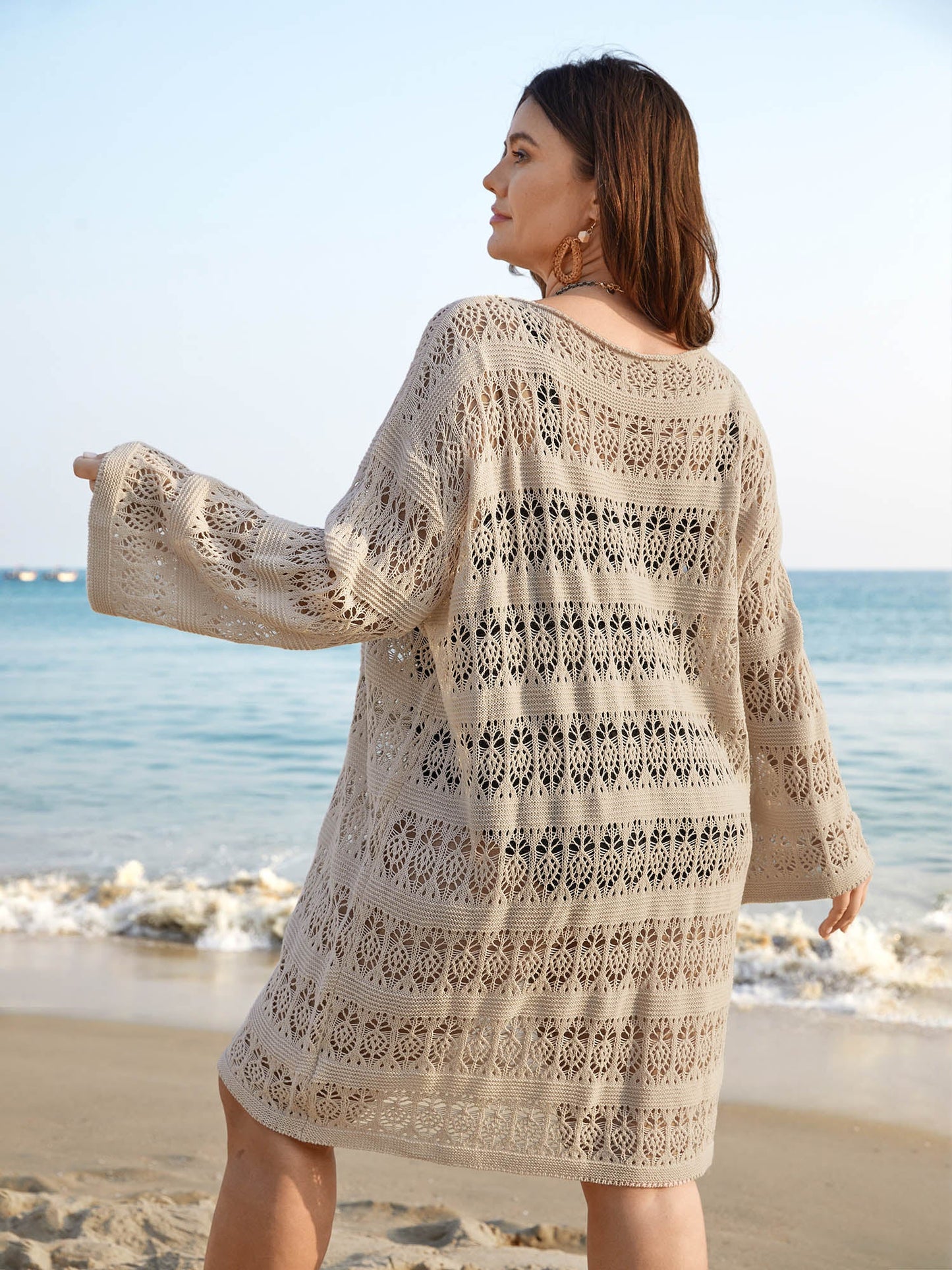 Cut-Out Round Neck Midi Swim Cover-Up