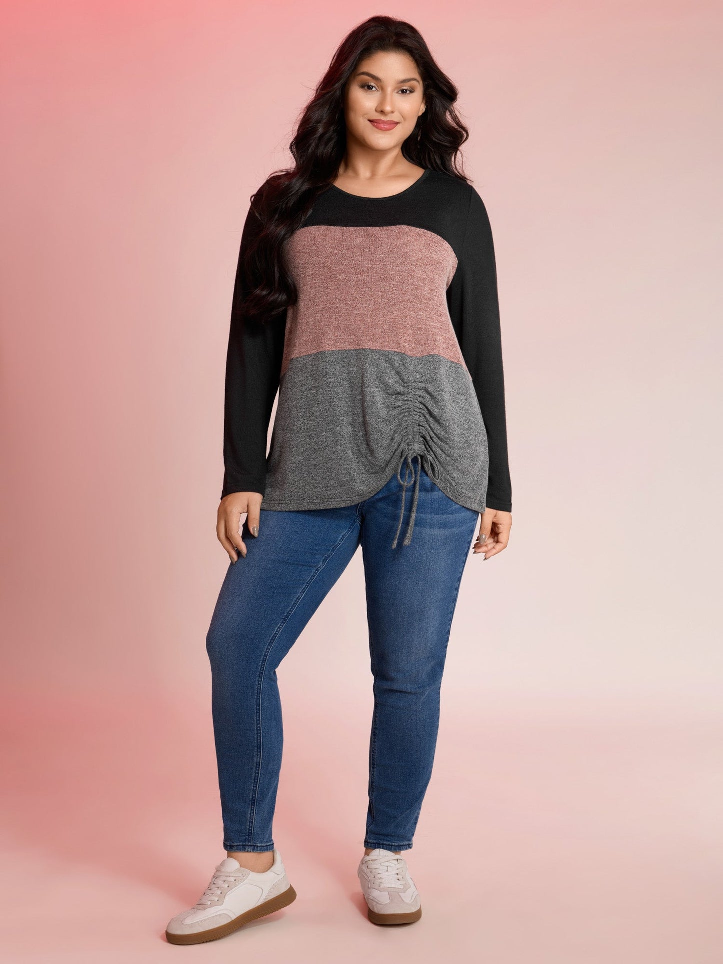 Colorblock Side Drawstring T-Shirt