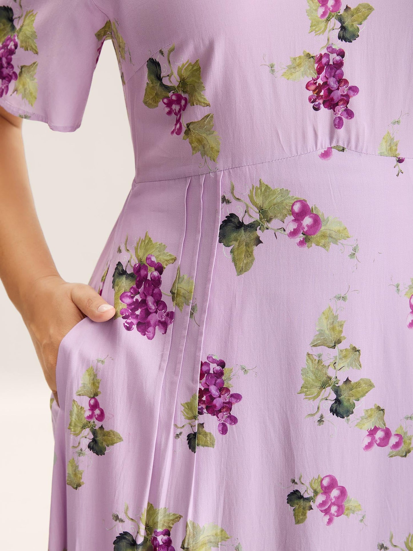 Fruity Floral Print Toothpick Pleat Maxi Dress