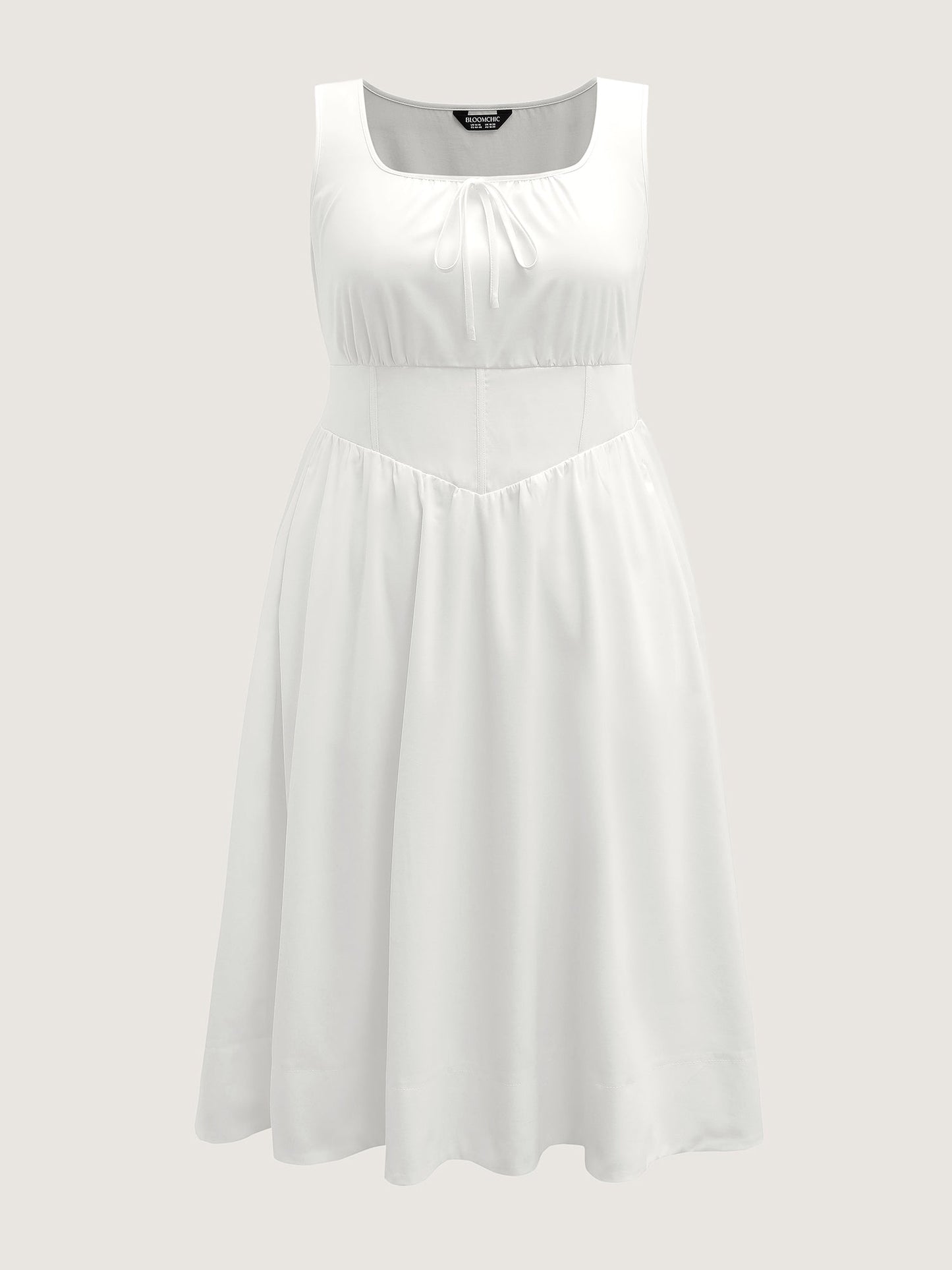 Triangular Cinched-Waist A-Line Midi Dress
