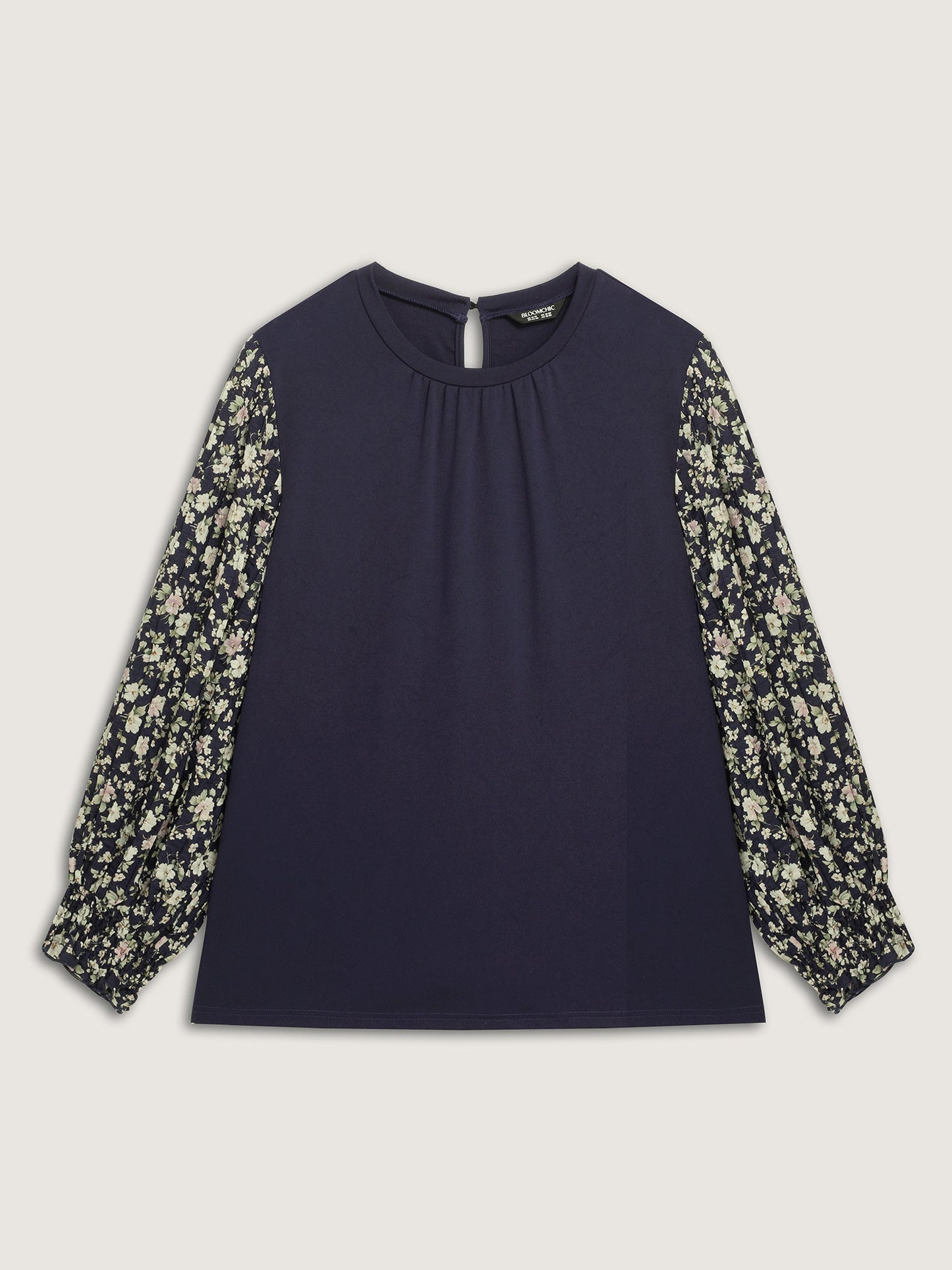 Floral Contrast Stretchy Knit Top