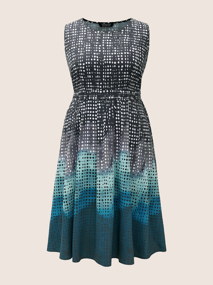 Polka Dot Ombre Pleated Pocket Tank Dress