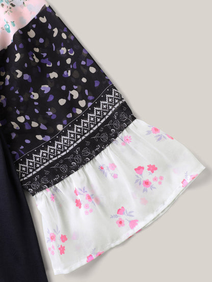 Floral Print Tiered Hem Knit Top