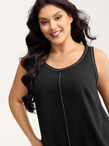 Round Neck Sequin Spliced Tank Top