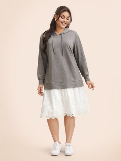 Contrast Patchwork Hooded Sweatshirt Dress