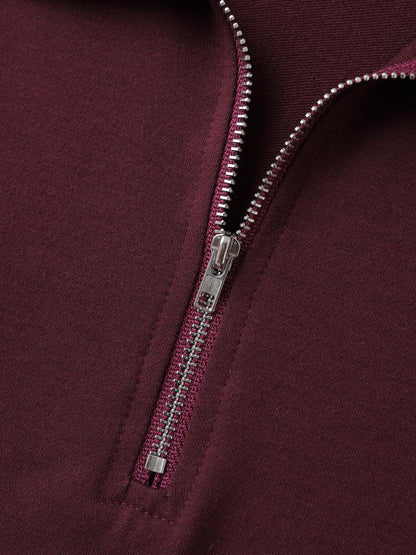 Half Zipper Adjustable Solid Sweatshirt