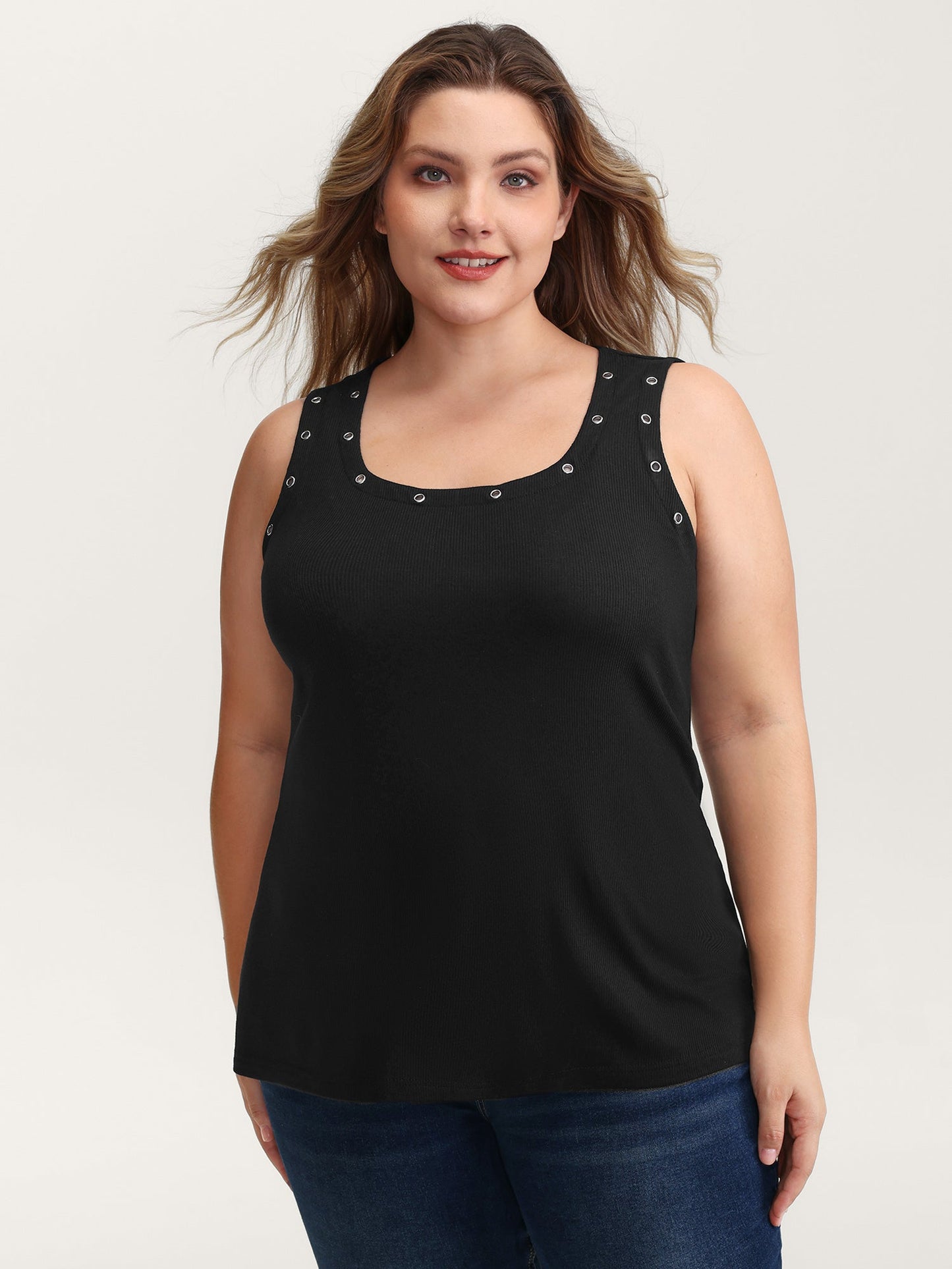 Loop Scoop Neckline Detail Tank Top