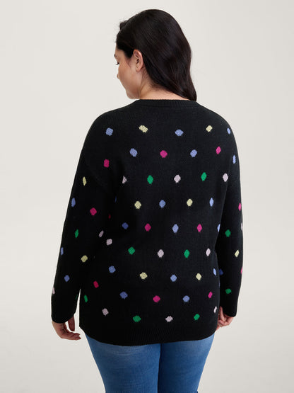 Colorful Polka Dots Jacquard Pullover