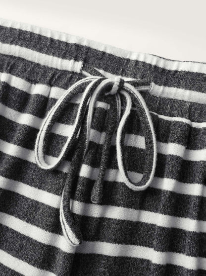 Stretchy Stripes Drawstring Wide-Leg Pants