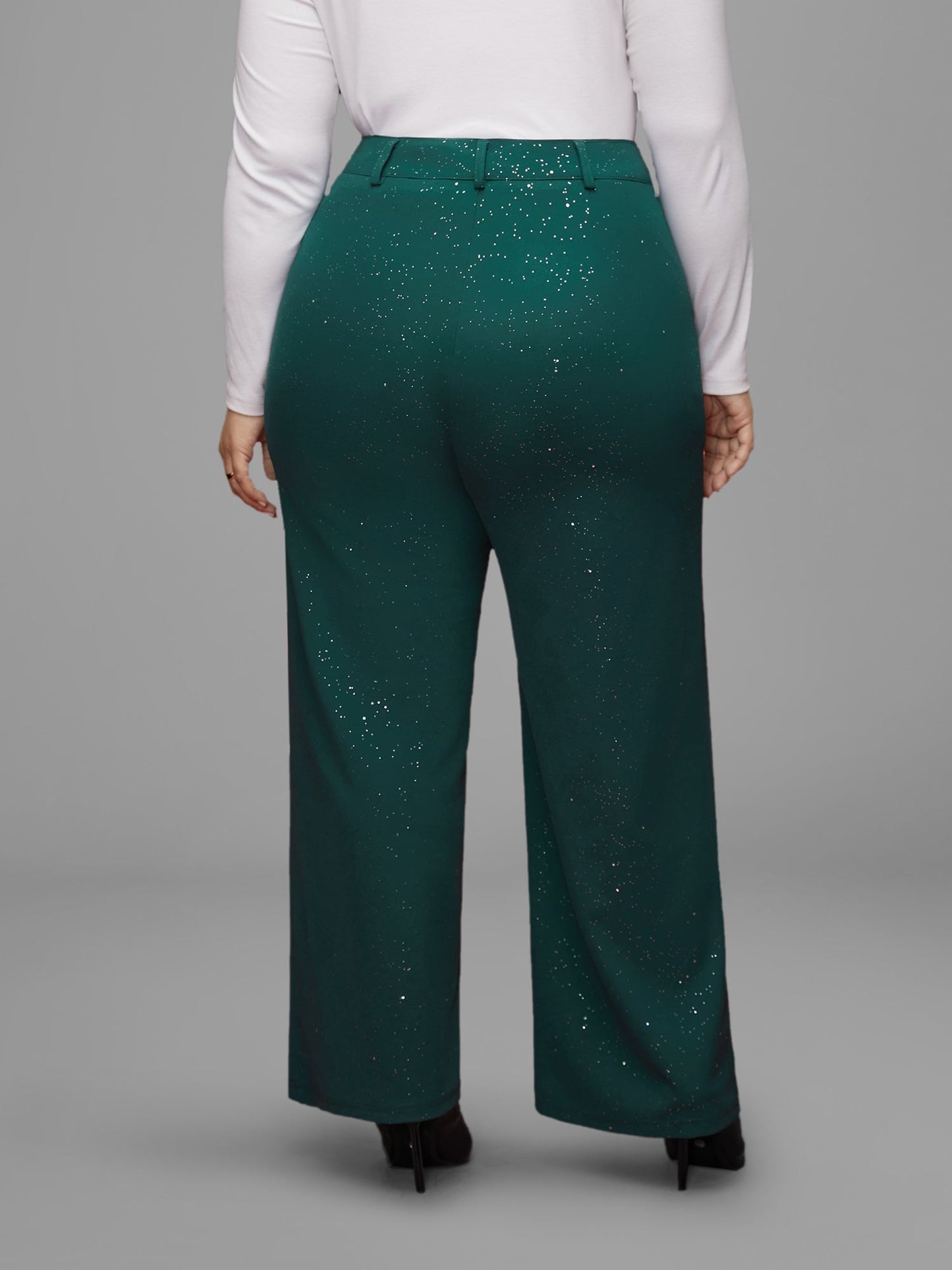 Sparkle Knit Wide-Leg Pants