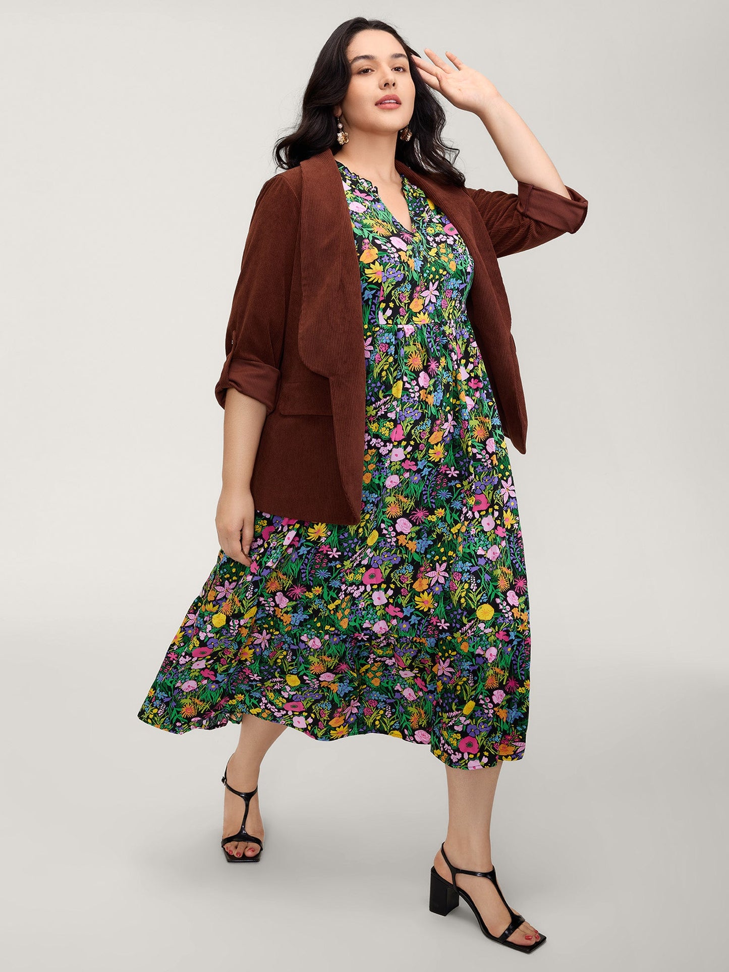 Floral Print Pockets Flowy Maxi Dress