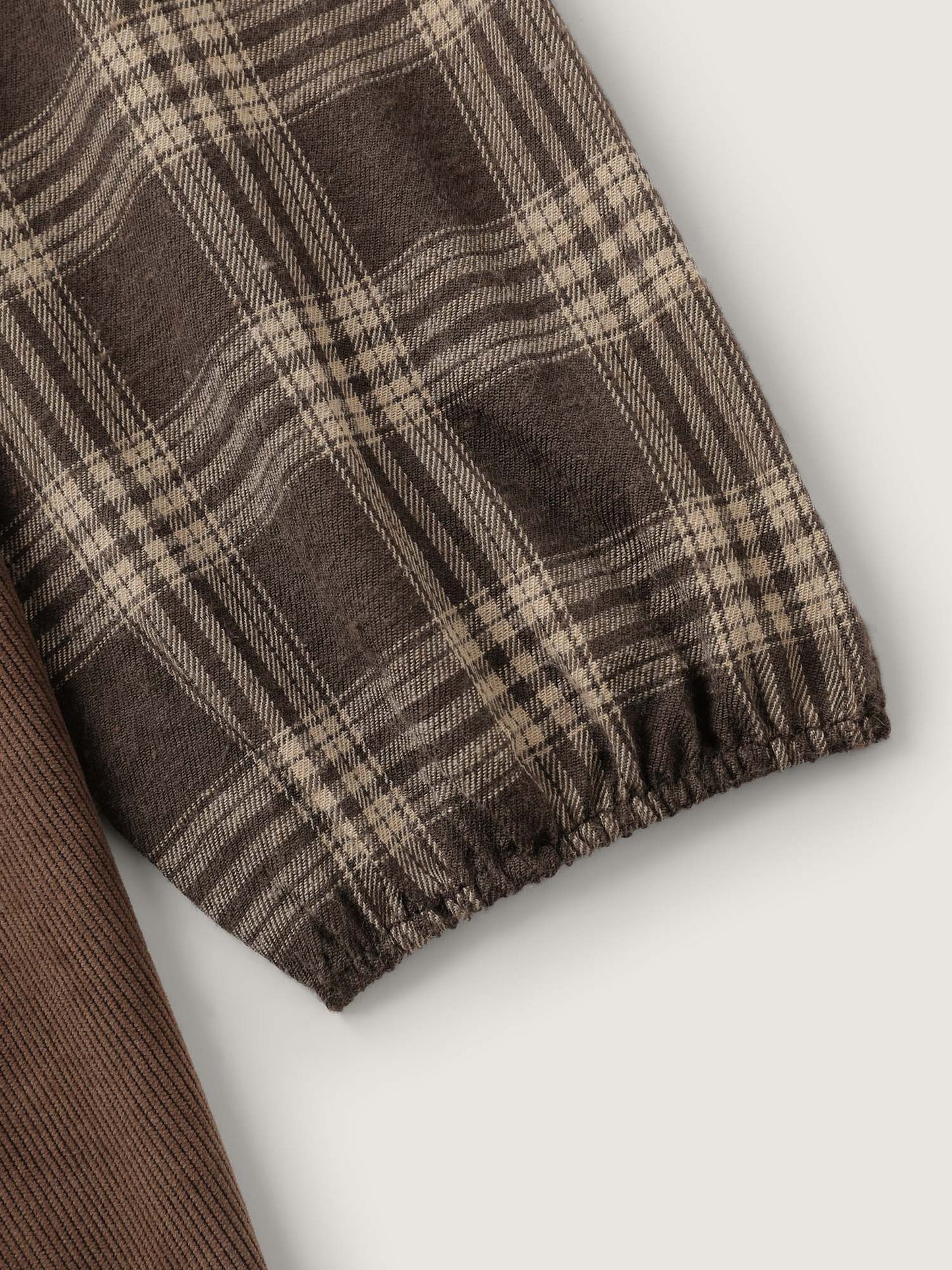 Plaid Pattern Contrast Waist-Tie Midi Dress