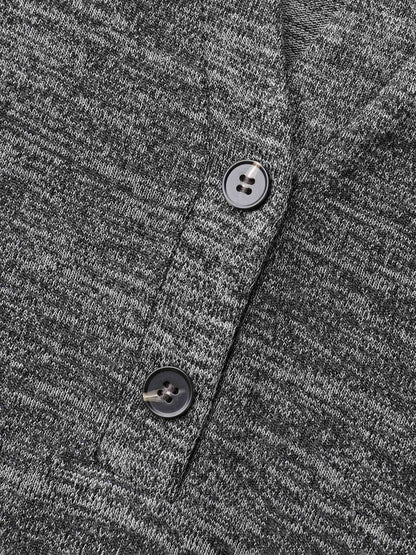 Heather Textured Button-Front Fitted T-Shirt