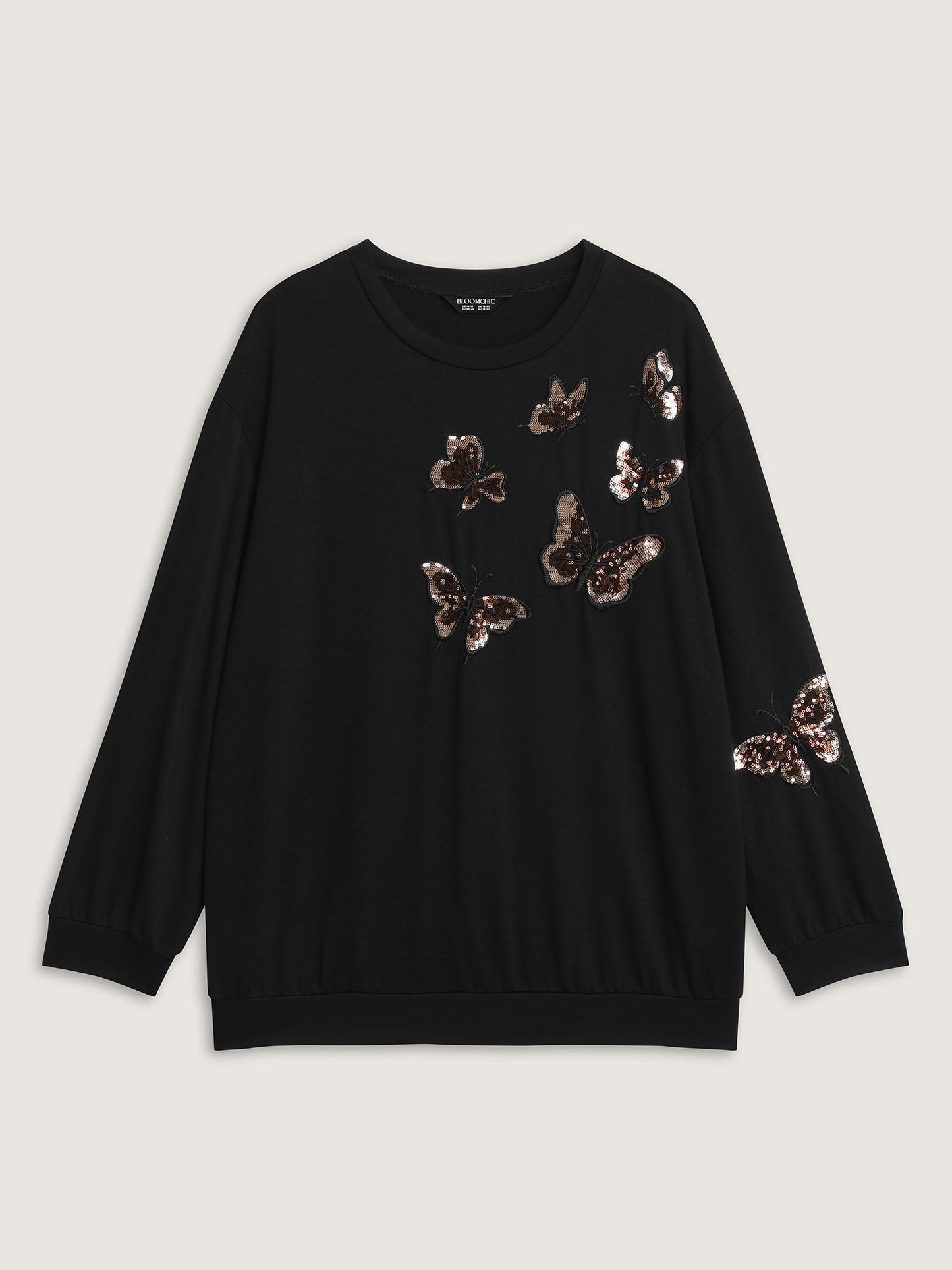 Butterfly Sequin Embroidery Relaxed-Fit Sweatshirt