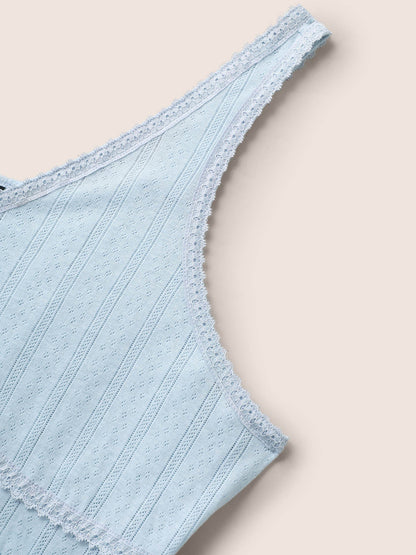 Texture V Neck Lace Panel Sleep Dress