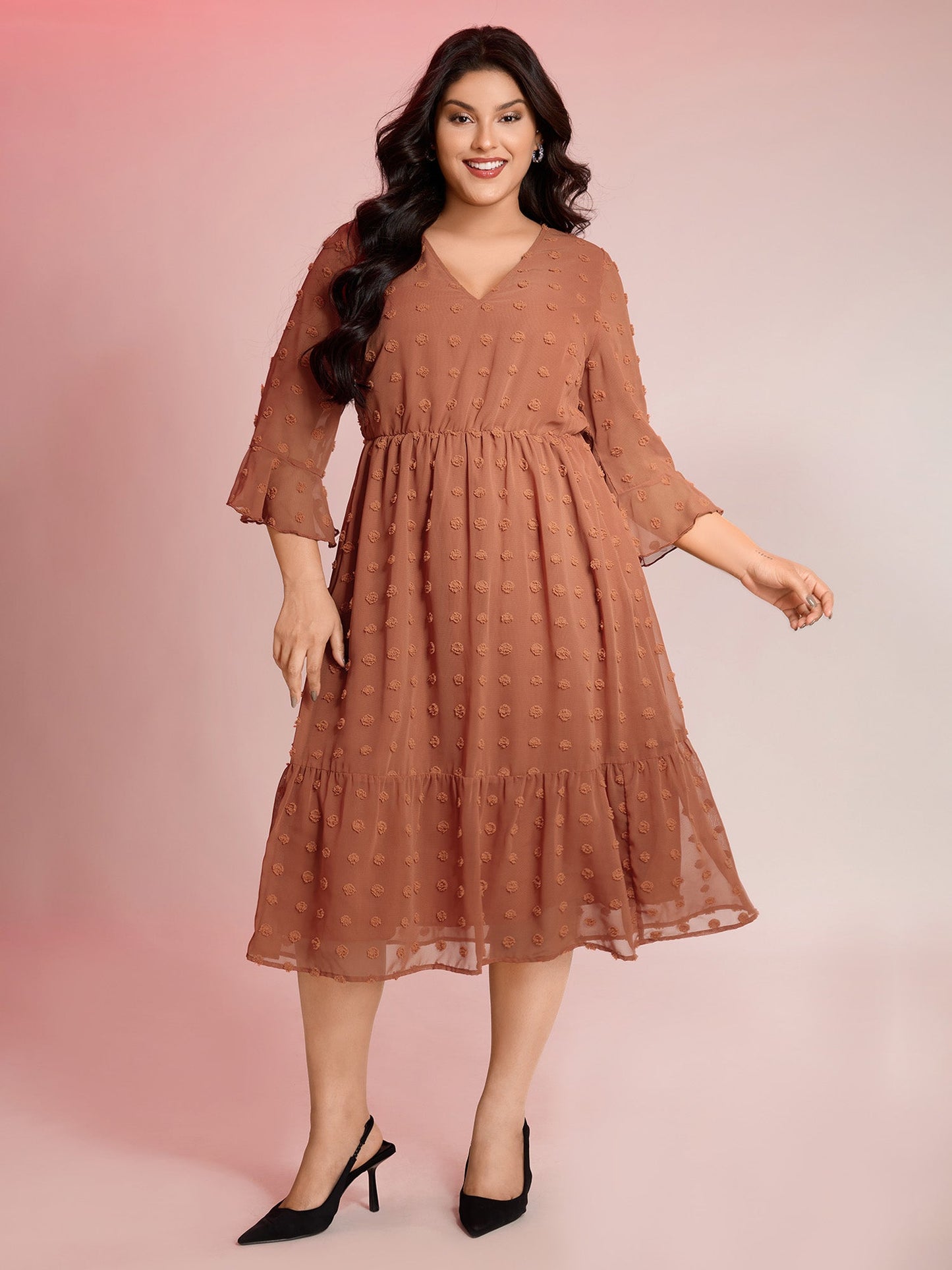 Chiffon Textured Semi Sheer Maxi Dress