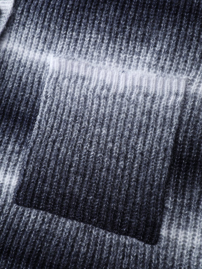 Color Gradient Textured Hooded Cardigan