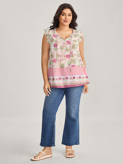 Dreamy Floral Neck Tie Tank Top
