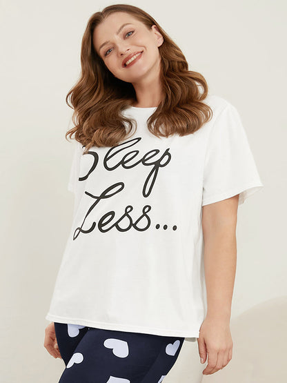Round Neck Letters Print Solid Loungewear