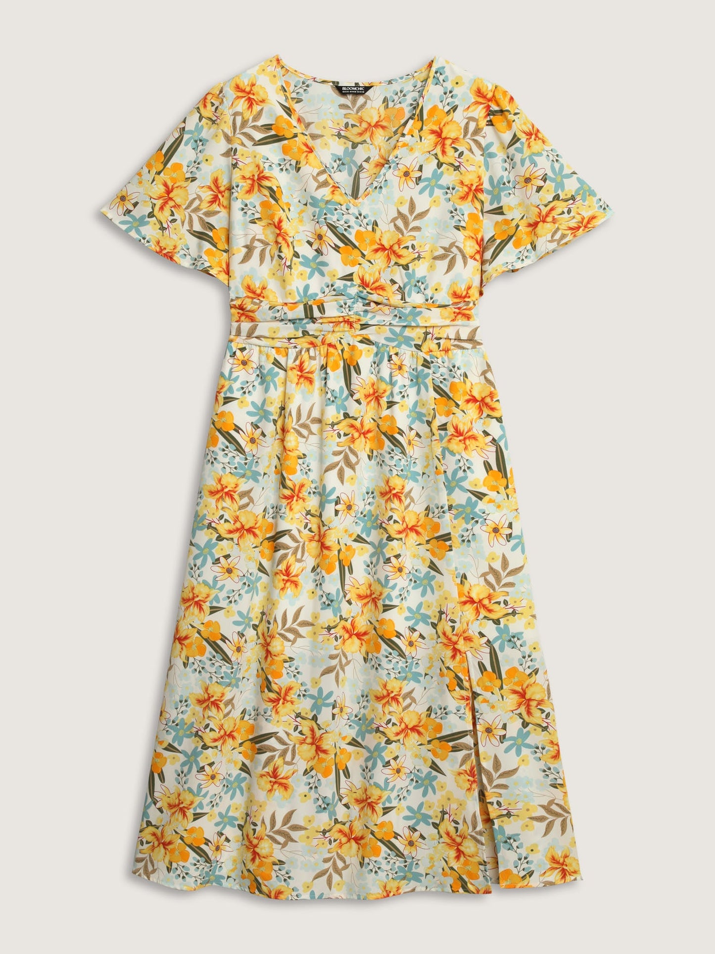 Sunkissed Floral Shirred Waist Midi Dress